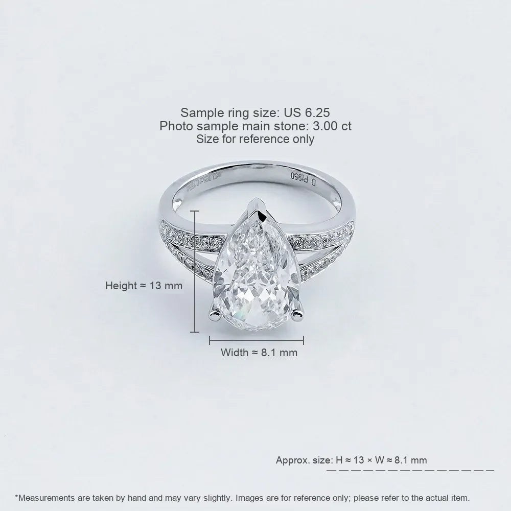 3.11 ct Pear-Cut Lab-Grown Diamond Ring in PT950 Platinum