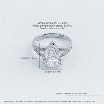 3.11 ct Pear-Cut Lab-Grown Diamond Ring in PT950 Platinum