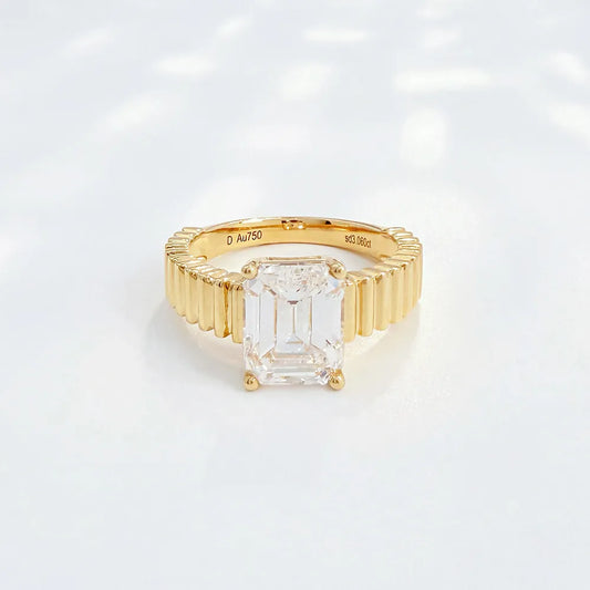 3.07 ct Minimalist Emerald-Cut Lab-Grown Diamond Ring in 18K Yellow Gold – APYFR0074-Y