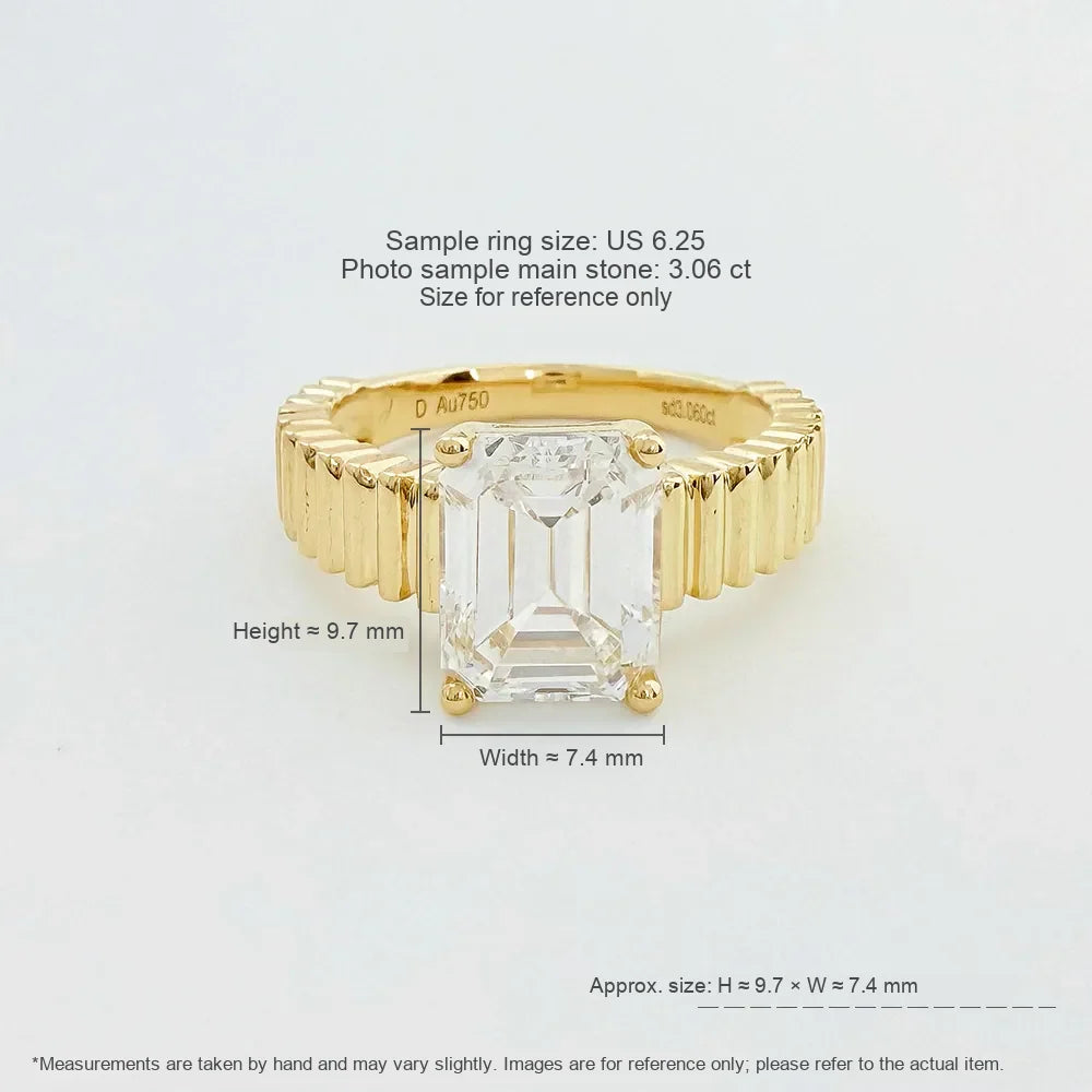 3.07 ct Minimalist Emerald-Cut Lab-Grown Diamond Ring in 18K Yellow Gold – APYFR0074-Y