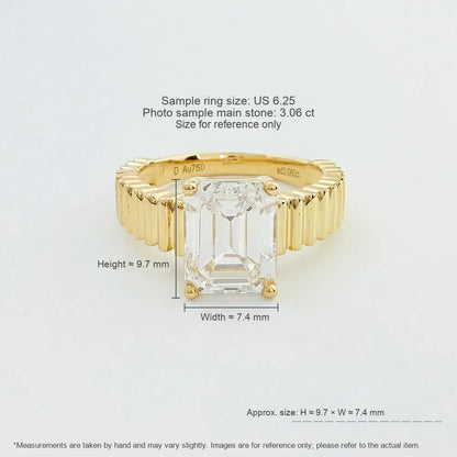 3.07 ct Minimalist Emerald-Cut Lab-Grown Diamond Ring in 18K Yellow Gold – APYFR0074-Y