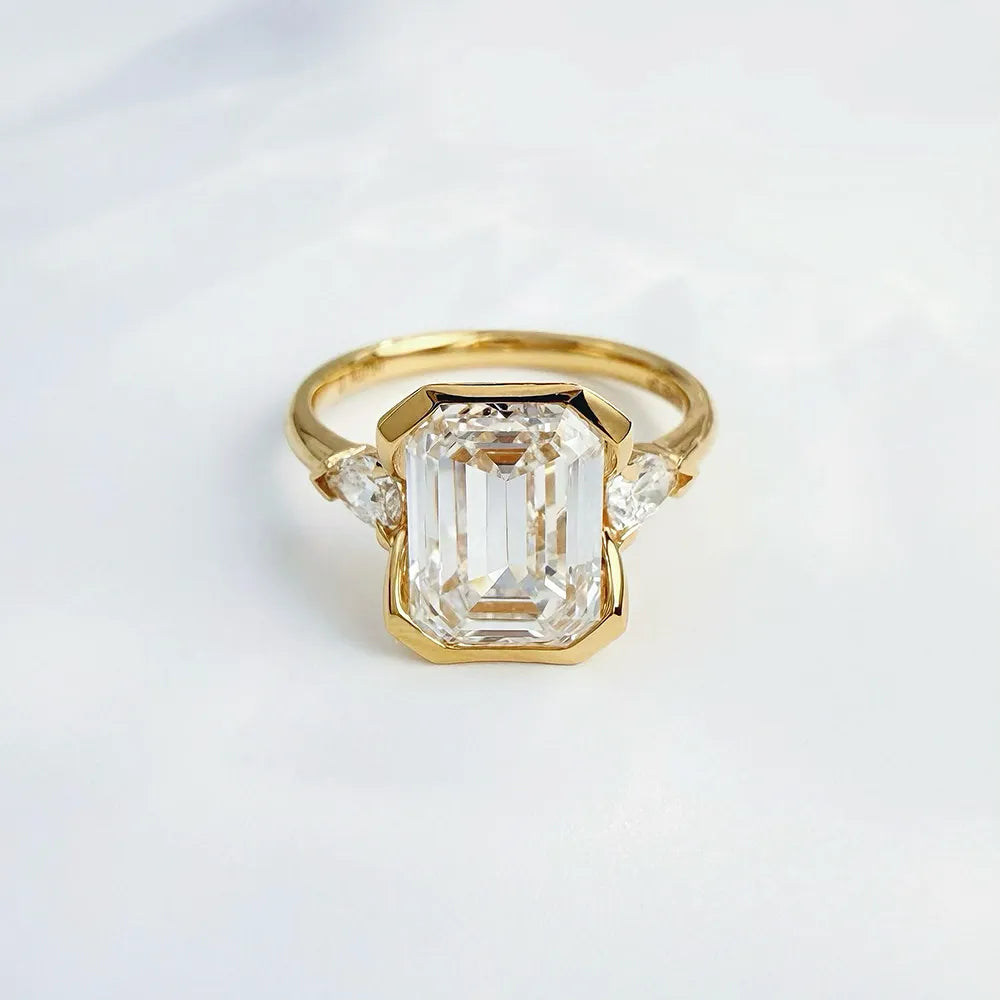 2.14 ct Minimalist Emerald-Cut Lab-Grown Diamond Ring in 18K Yellow Gold – APYFR0075-Y