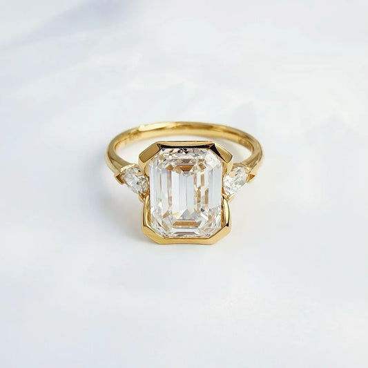 2.14 ct Minimalist Emerald-Cut Lab-Grown Diamond Ring in 18K Yellow Gold – APYFR0075-Y
