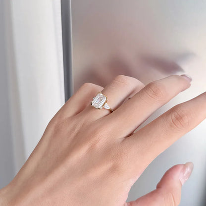 2.14 ct Minimalist Emerald-Cut Lab-Grown Diamond Ring in 18K Yellow Gold – APYFR0075-Y