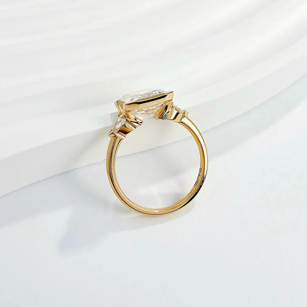 2.14 ct Minimalist Emerald-Cut Lab-Grown Diamond Ring in 18K Yellow Gold – APYFR0075-Y