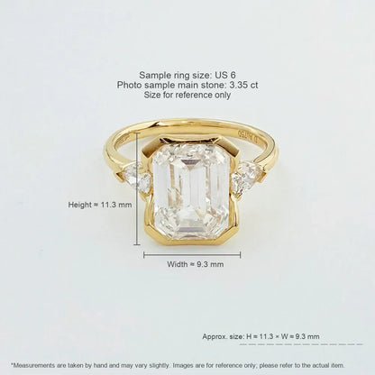 2.14 ct Minimalist Emerald-Cut Lab-Grown Diamond Ring in 18K Yellow Gold – APYFR0075-Y