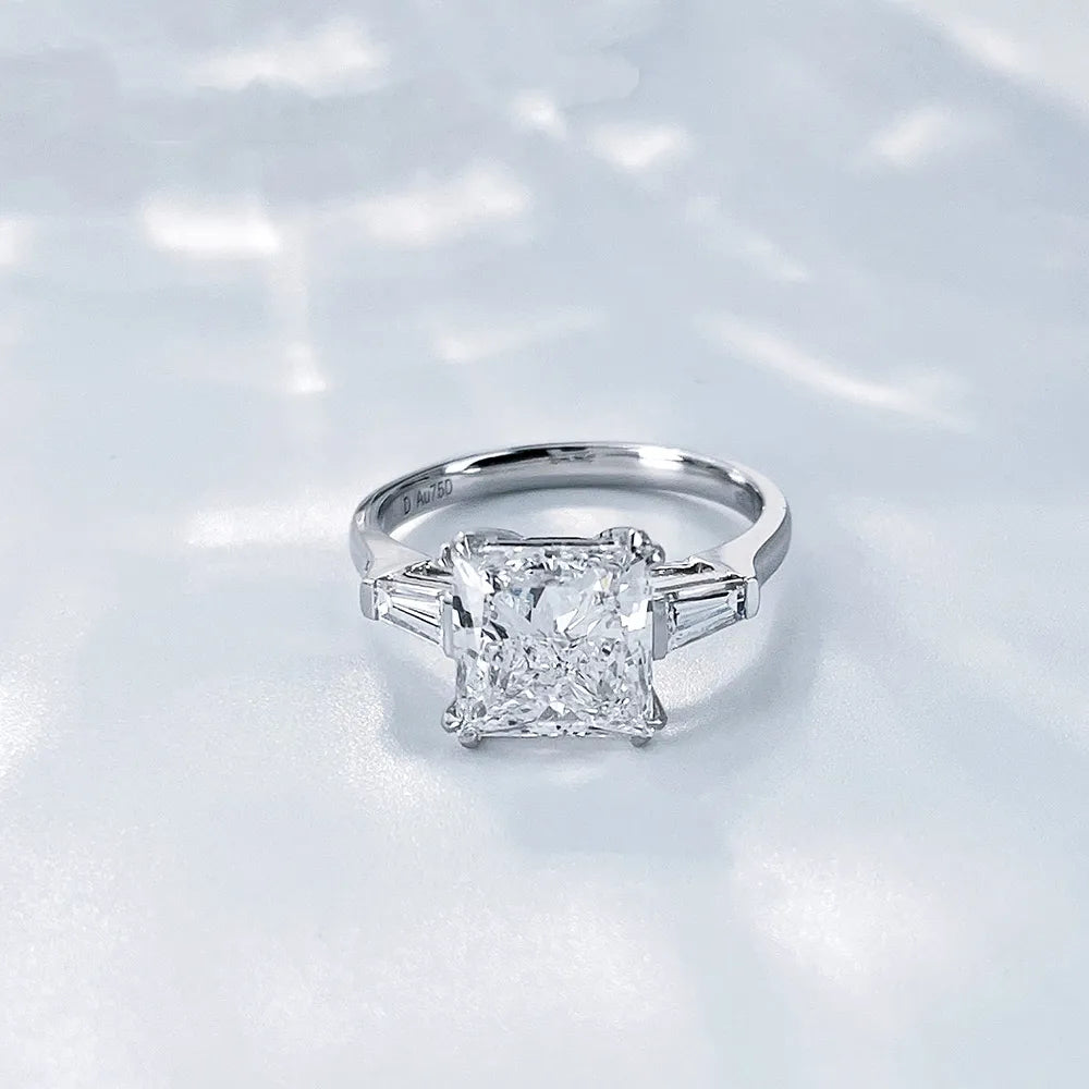 3.01 ct Minimalist Princess-Cut Lab-Grown Diamond Three-Stone Ring in 18K White Gold