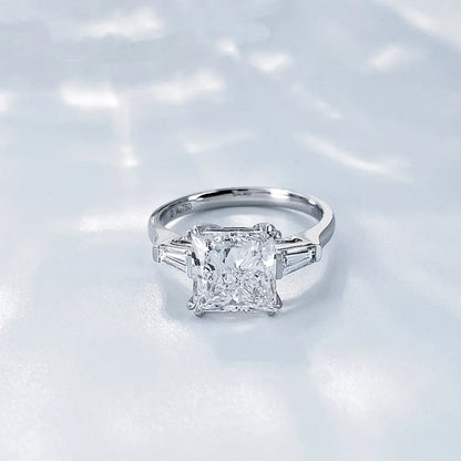 3.01 ct Minimalist Princess-Cut Lab-Grown Diamond Three-Stone Ring in 18K White Gold