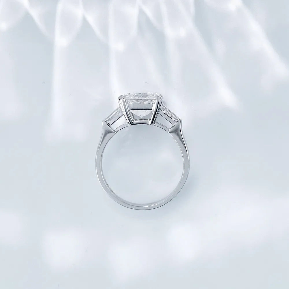 3.01 ct Minimalist Princess-Cut Lab-Grown Diamond Three-Stone Ring in 18K White Gold