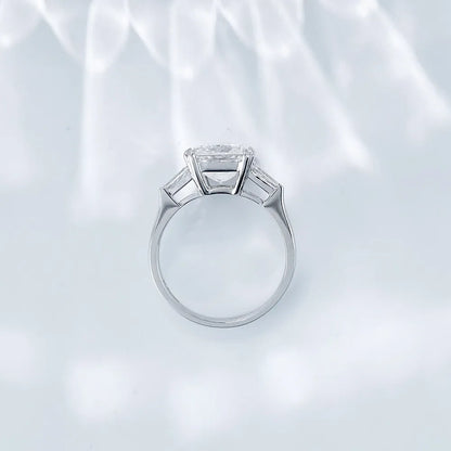 3.01 ct Minimalist Princess-Cut Lab-Grown Diamond Three-Stone Ring in 18K White Gold