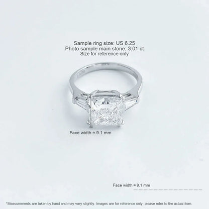 3.01 ct Minimalist Princess-Cut Lab-Grown Diamond Three-Stone Ring in 18K White Gold