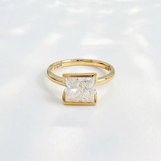 2.03 ct Minimalist Princess-Cut Lab-Grown Diamond Ring in 18K Yellow Gold – APYFR0078-Y