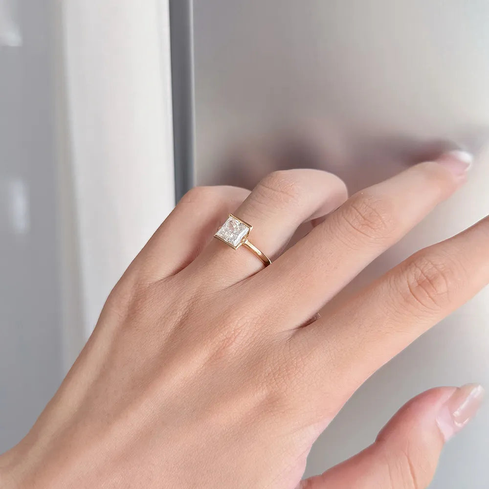 2.03 ct Minimalist Princess-Cut Lab-Grown Diamond Ring in 18K Yellow Gold – APYFR0078-Y