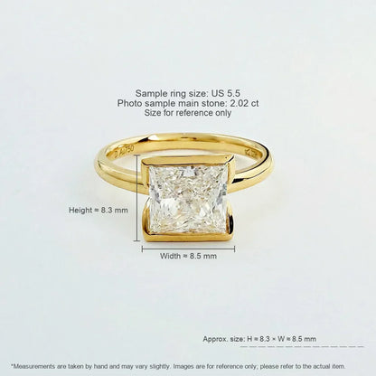 2.03 ct Minimalist Princess-Cut Lab-Grown Diamond Ring in 18K Yellow Gold – APYFR0078-Y