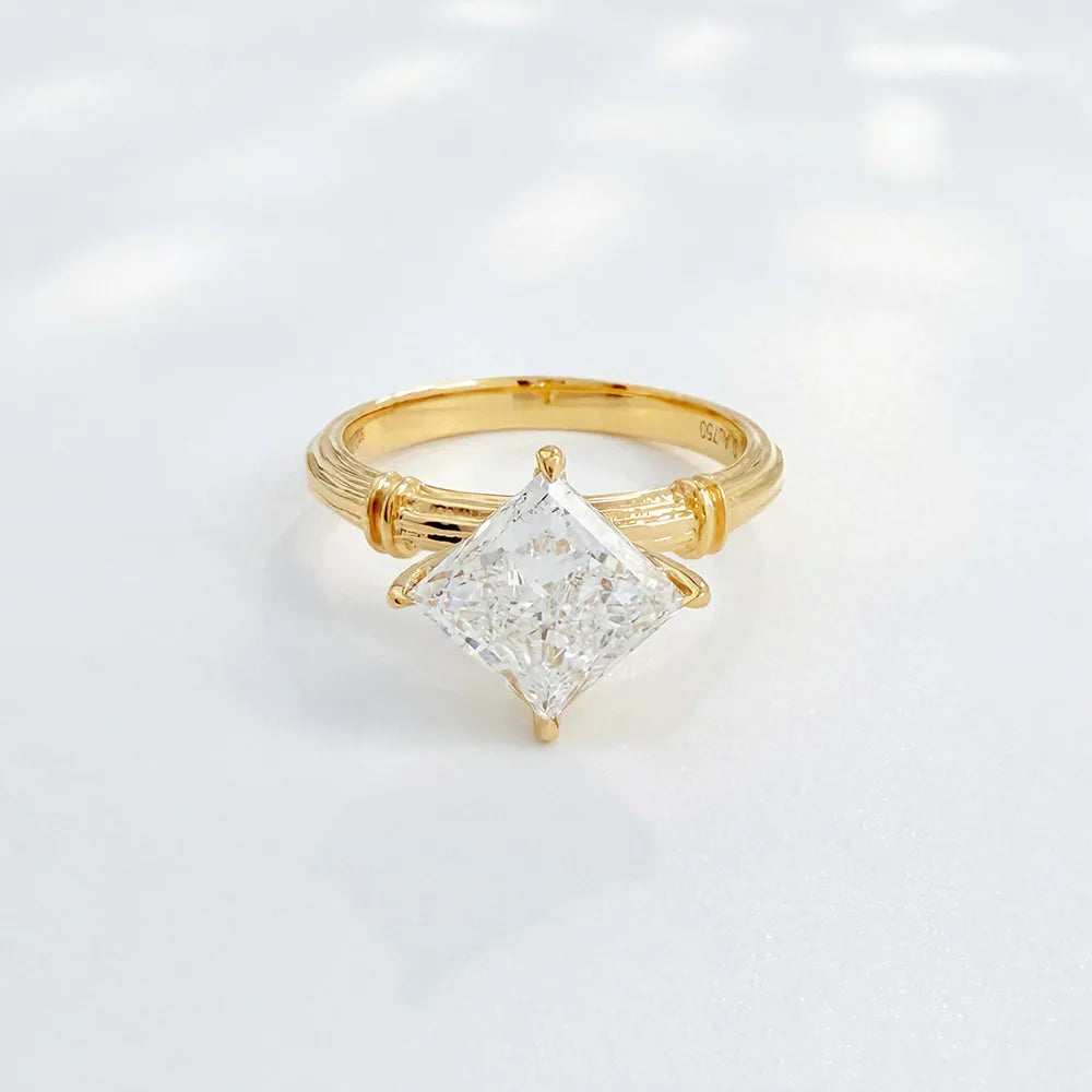2.02 ct Minimalist Princess-Cut Lab-Grown Diamond Ring in 18K Yellow Gold – APYFR0079-Y