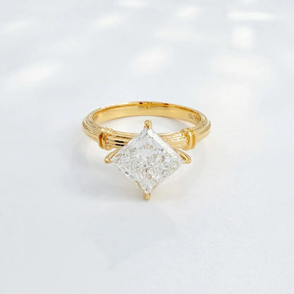 2.02 ct Minimalist Princess-Cut Lab-Grown Diamond Ring in 18K Yellow Gold – APYFR0079-Y