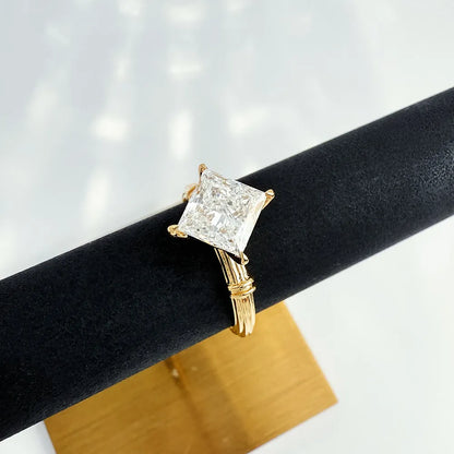 2.02 ct Minimalist Princess-Cut Lab-Grown Diamond Ring in 18K Yellow Gold – APYFR0079-Y