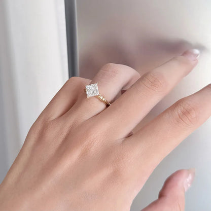 2.02 ct Minimalist Princess-Cut Lab-Grown Diamond Ring in 18K Yellow Gold – APYFR0079-Y