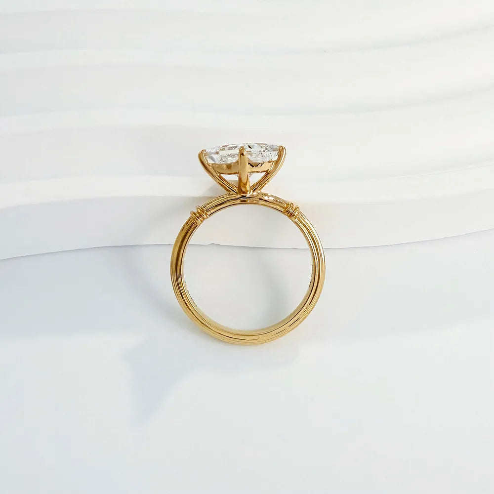 2.02 ct Minimalist Princess-Cut Lab-Grown Diamond Ring in 18K Yellow Gold – APYFR0079-Y