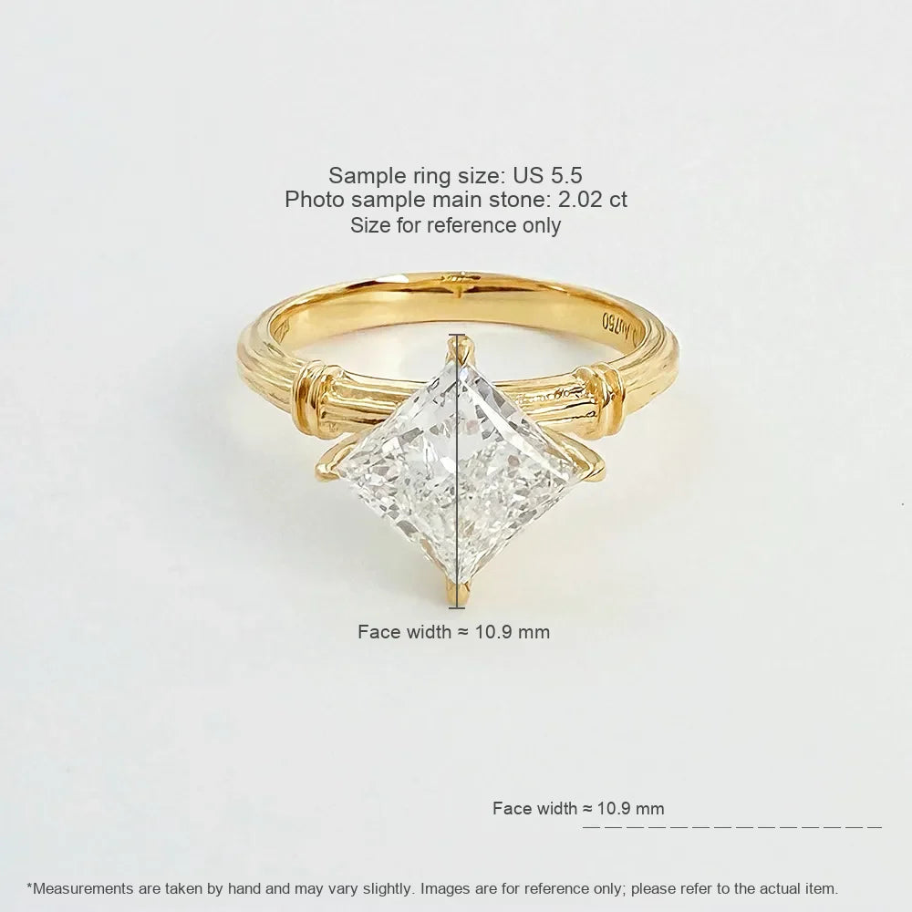 2.02 ct Minimalist Princess-Cut Lab-Grown Diamond Ring in 18K Yellow Gold – APYFR0079-Y