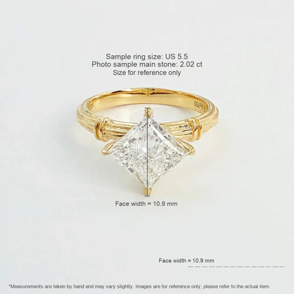 2.02 ct Minimalist Princess-Cut Lab-Grown Diamond Ring in 18K Yellow Gold – APYFR0079-Y