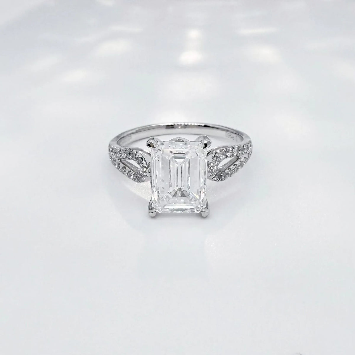 3.03 ct Minimalist Four-Prong Emerald-Cut Lab-Grown Diamond Ring in PT950 Platinum – APYFR0080-PT