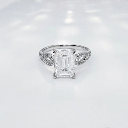 3.03 ct Minimalist Four-Prong Emerald-Cut Lab-Grown Diamond Ring in PT950 Platinum – APYFR0080-PT