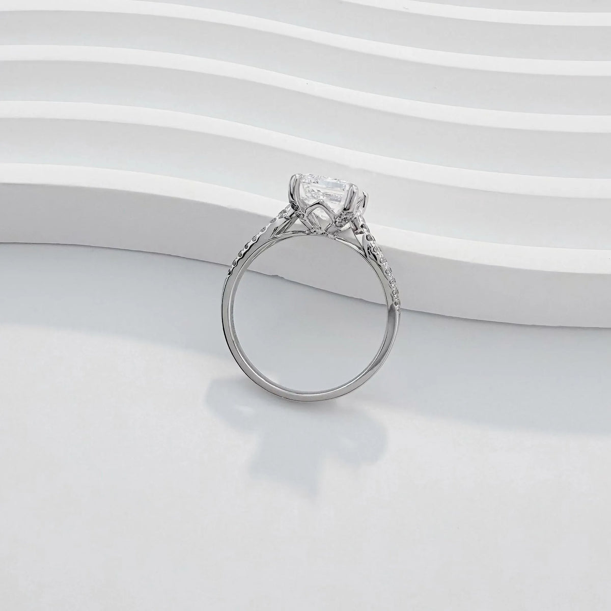 3.03 ct Minimalist Four-Prong Emerald-Cut Lab-Grown Diamond Ring in PT950 Platinum – APYFR0080-PT