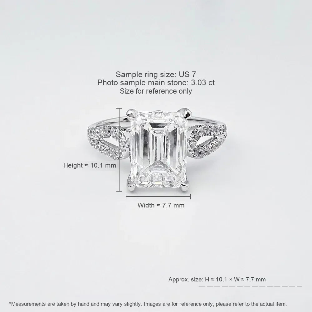 3.03 ct Minimalist Four-Prong Emerald-Cut Lab-Grown Diamond Ring in PT950 Platinum – APYFR0080-PT