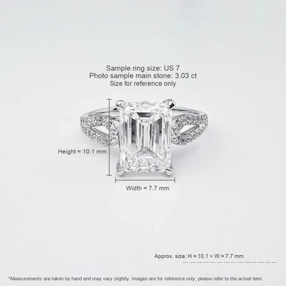 3.03 ct Minimalist Four-Prong Emerald-Cut Lab-Grown Diamond Ring in PT950 Platinum – APYFR0080-PT