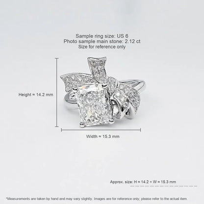 2.61 ct Bow Radiant-Cut Lab-Grown Diamond Ring in PT950 Platinum