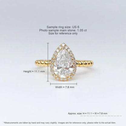 1.02 ct Pear-Cut Lab-Grown Diamond Ring in 18K Yellow Gold – APYFR0083-Y