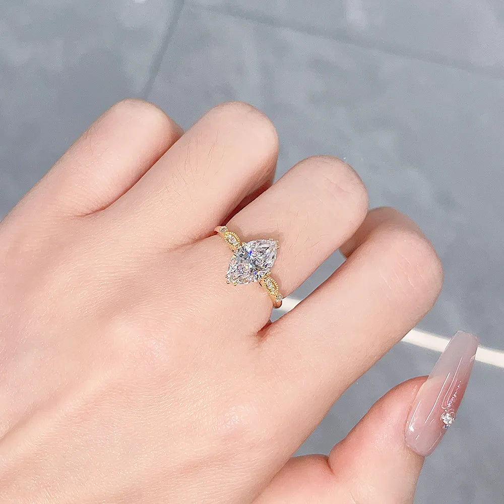 1.55 ct Minimalist Pear-Cut Lab-Grown Diamond Ring in 18K Yellow Gold