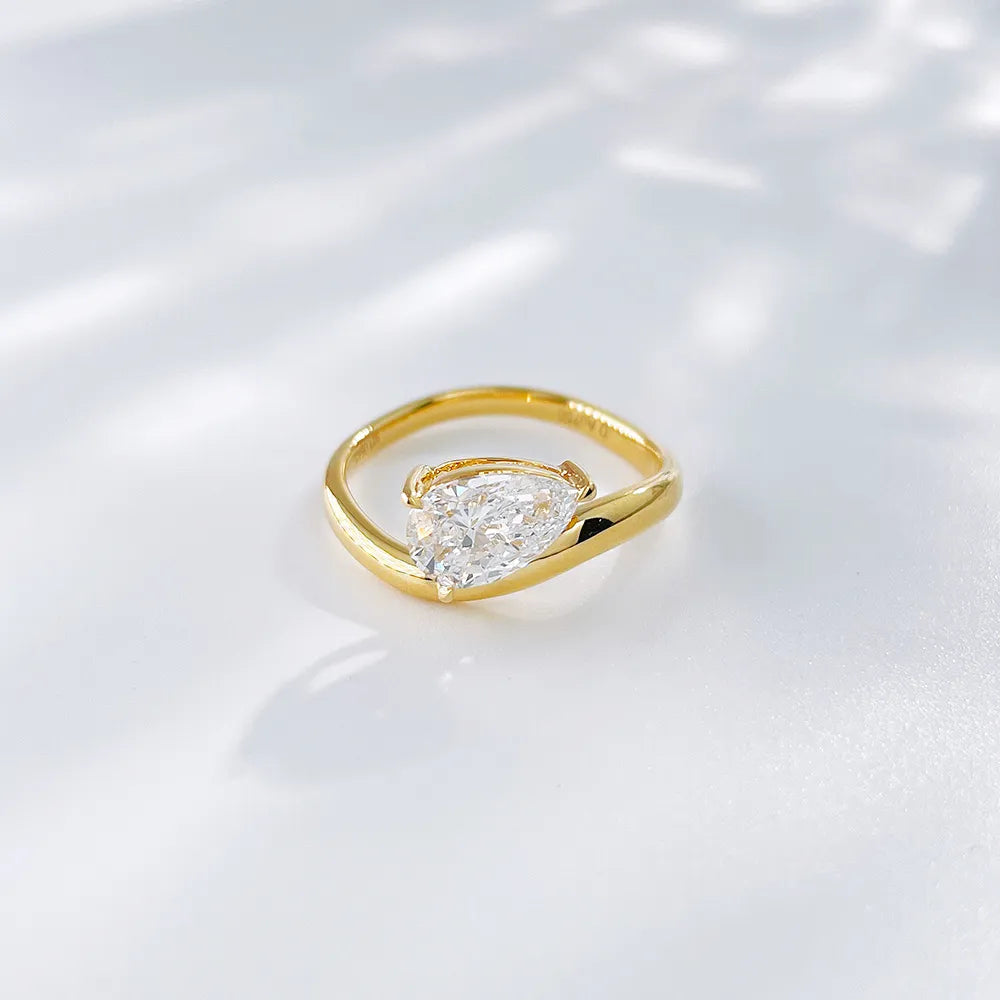 1.08 ct Vintage Pear-Cut Lab-Grown Diamond Ring in 18K Yellow Gold – APYFR0087-Y