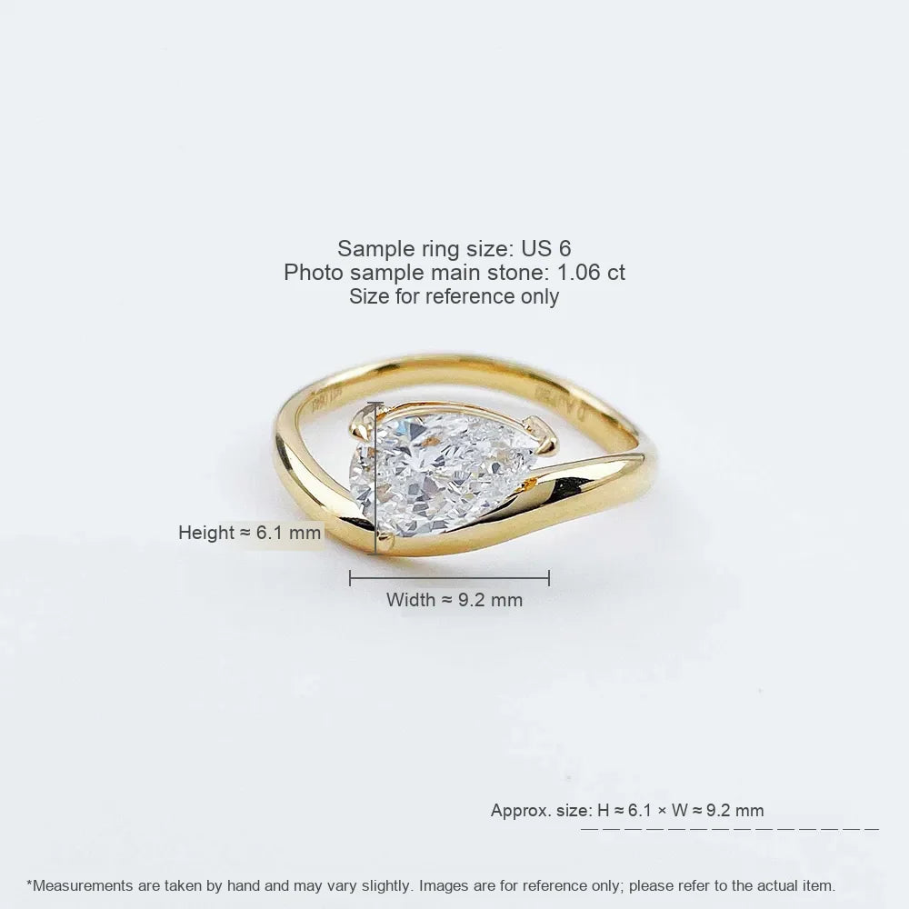 1.08 ct Vintage Pear-Cut Lab-Grown Diamond Ring in 18K Yellow Gold – APYFR0087-Y