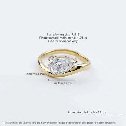 1.08 ct Vintage Pear-Cut Lab-Grown Diamond Ring in 18K Yellow Gold – APYFR0087-Y