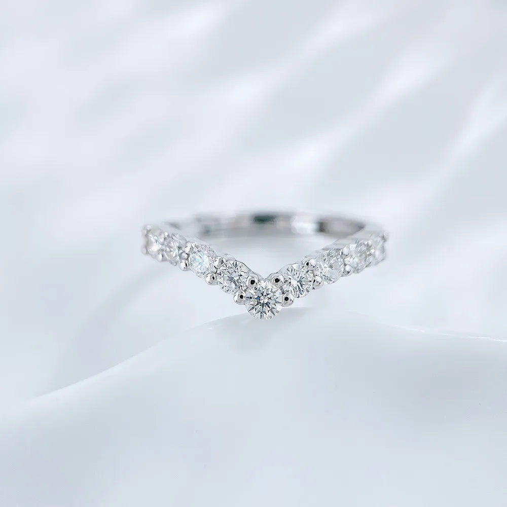 0.7 ctw Round-Cut Lab-Grown Diamond Band in 925 Sterling Silver