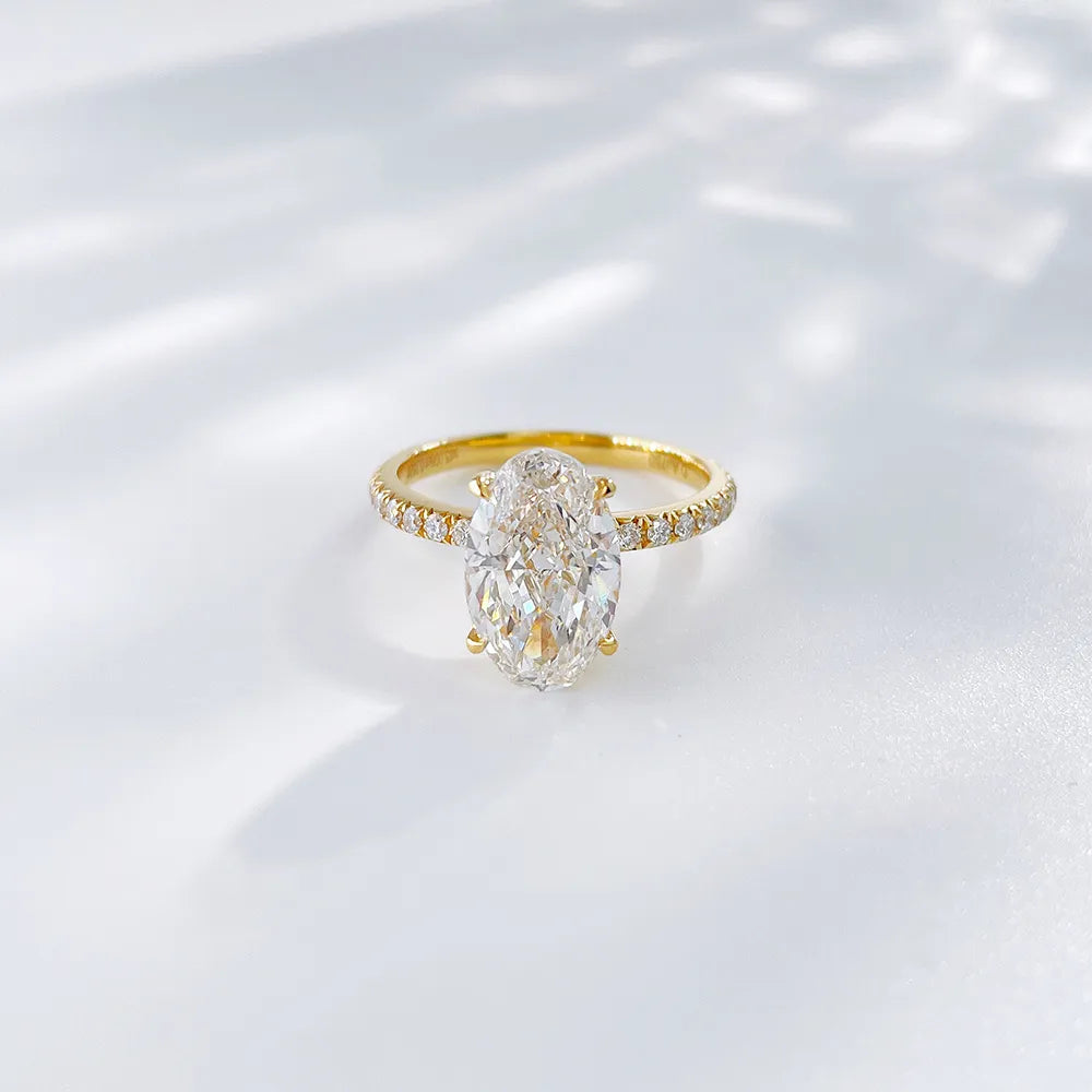 3.1 ct Statement Oval-Cut Lab-Grown Diamond Ring in 18K Yellow Gold