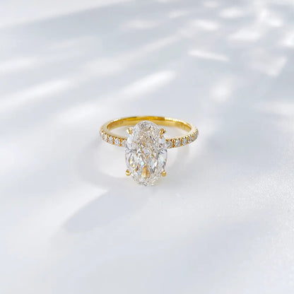 3.1 ct Statement Oval-Cut Lab-Grown Diamond Ring in 18K Yellow Gold