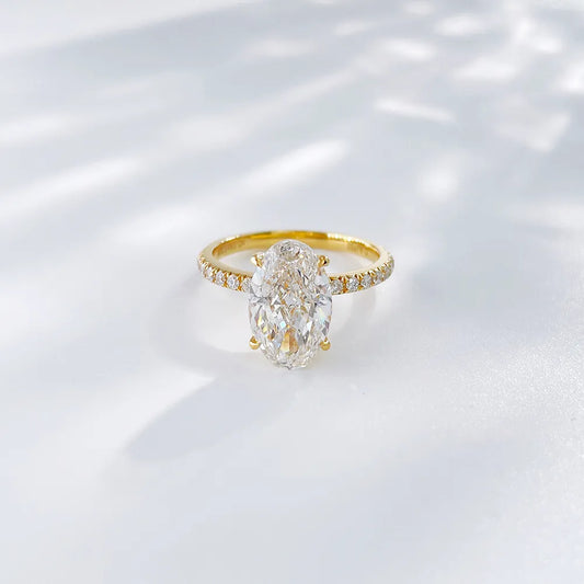 3.1 ct Statement Oval-Cut Lab-Grown Diamond Ring in 18K Yellow Gold