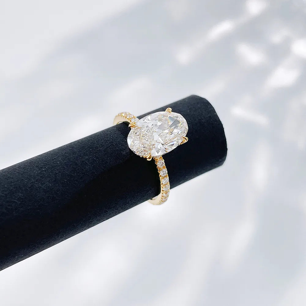 3.1 ct Statement Oval-Cut Lab-Grown Diamond Ring in 18K Yellow Gold