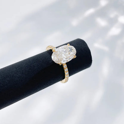 3.1 ct Statement Oval-Cut Lab-Grown Diamond Ring in 18K Yellow Gold
