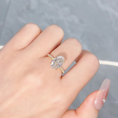 3.1 ct Statement Oval-Cut Lab-Grown Diamond Ring in 18K Yellow Gold