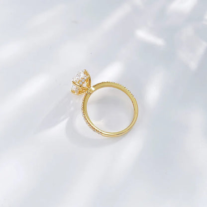 3.1 ct Statement Oval-Cut Lab-Grown Diamond Ring in 18K Yellow Gold