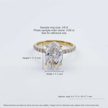 3.1 ct Statement Oval-Cut Lab-Grown Diamond Ring in 18K Yellow Gold
