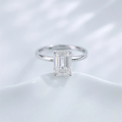 2.61 ct Minimalist Four-Prong Emerald-Cut Lab-Grown Diamond Ring in 18K White Gold
