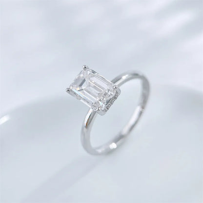 2.61 ct Minimalist Four-Prong Emerald-Cut Lab-Grown Diamond Ring in 18K White Gold