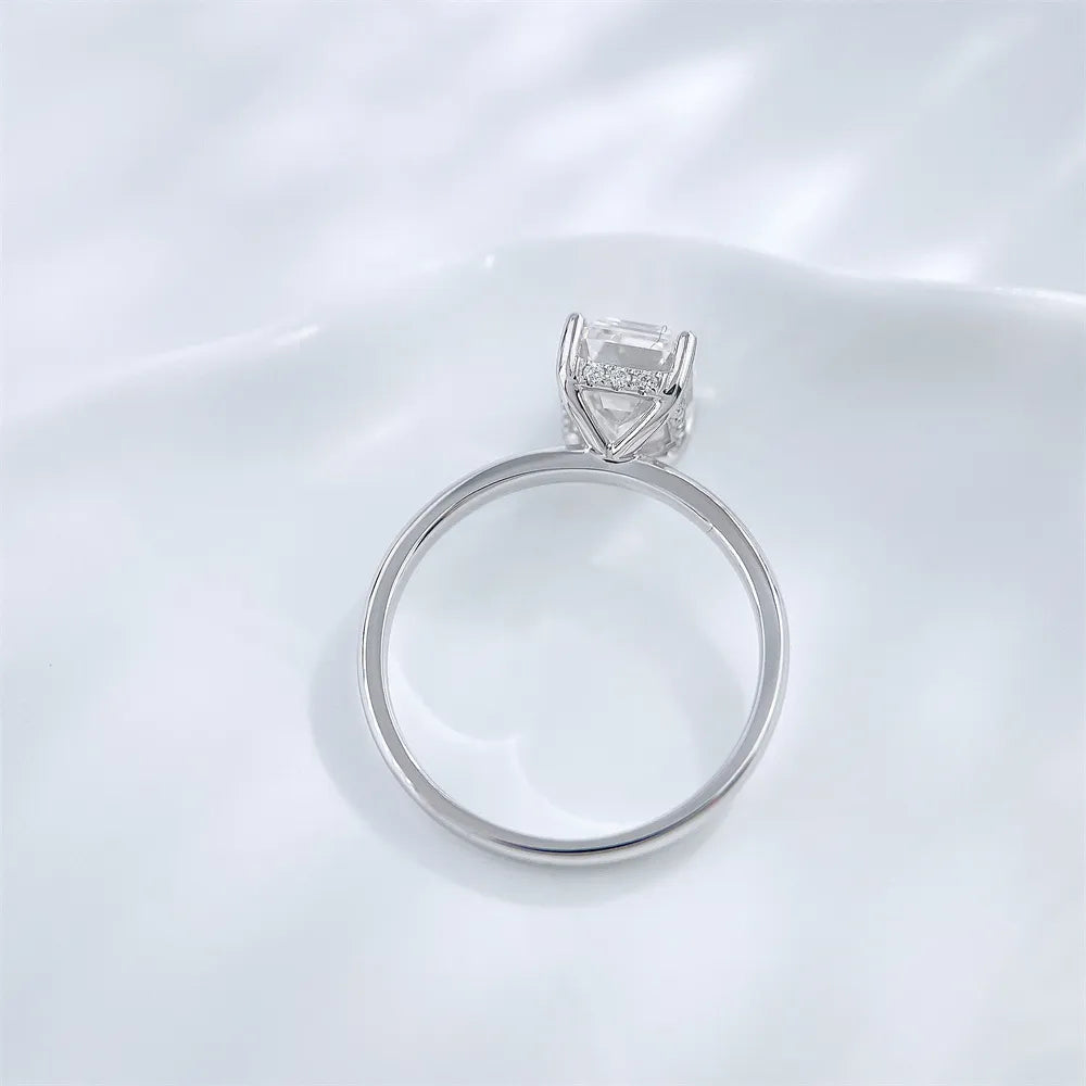 2.61 ct Minimalist Four-Prong Emerald-Cut Lab-Grown Diamond Ring in 18K White Gold