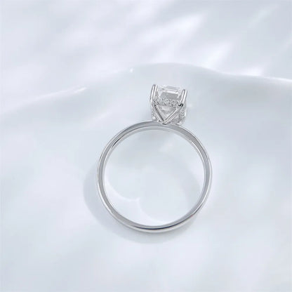 2.61 ct Minimalist Four-Prong Emerald-Cut Lab-Grown Diamond Ring in 18K White Gold