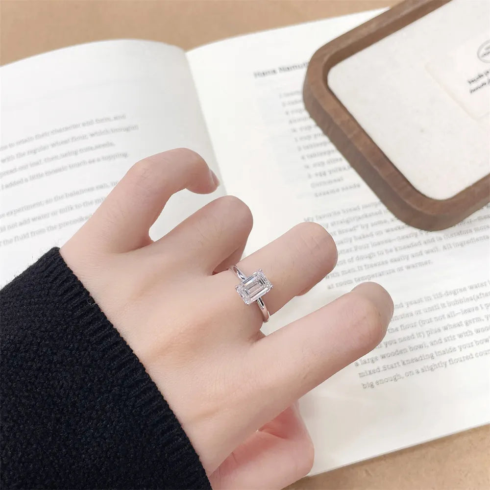 2.61 ct Minimalist Four-Prong Emerald-Cut Lab-Grown Diamond Ring in 18K White Gold